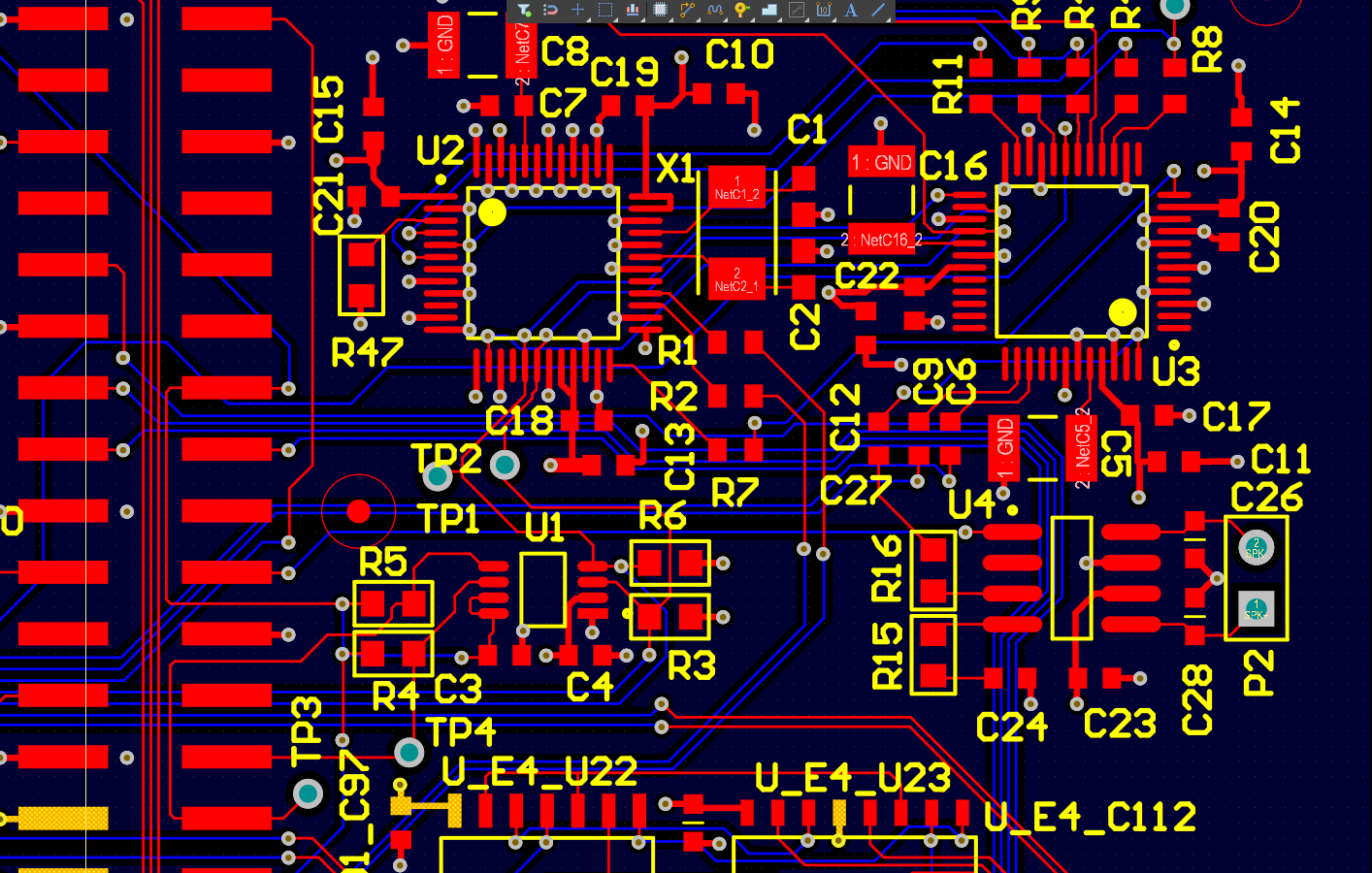 High-density multilayer PCB layout detail by MCG LLC